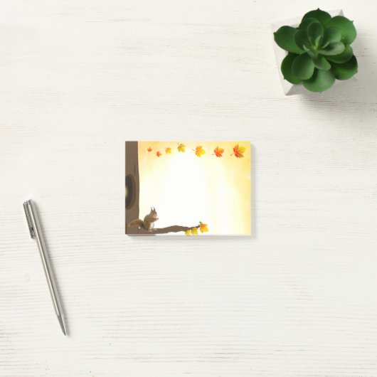 Eichhörnchen und Herbstlaub Post-it Klebezettel (Büro)