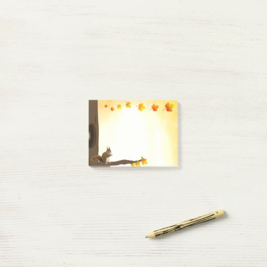 Eichhörnchen und Herbstlaub Post-it Klebezettel (Auf Schreibtisch)
