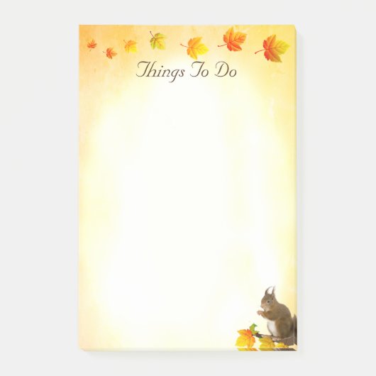 Eichhörnchen und Herbstlaube Post-it Klebezettel (Vorderseite)