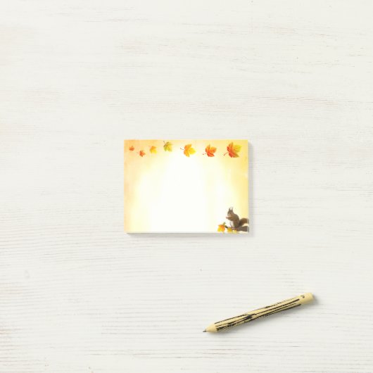 Eichhörnchen und Herbstlaube Postit-Notizen Post-it Klebezettel (Auf Schreibtisch)