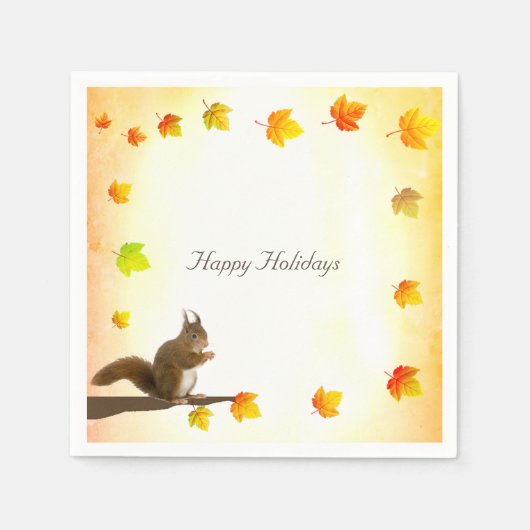 Eichhörnchen und Herbstlaube Serviette (Vorderseite)