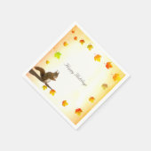 Eichhörnchen und Herbstlaube Serviette (Ecke)