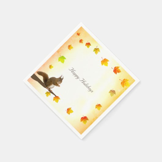 Eichhörnchen und Herbstlaube Serviette (Ecke)