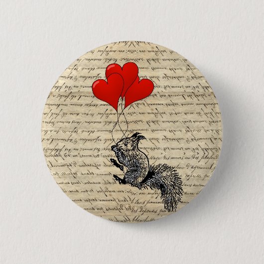 Eichhörnchen- und Herzballone Button (Vorderseite)
