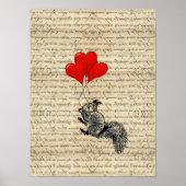 Eichhörnchen und Herzblasen Poster (Vorne)