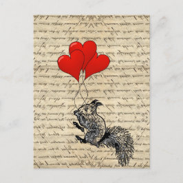 Eichhörnchen und Herzblasen Postkarte