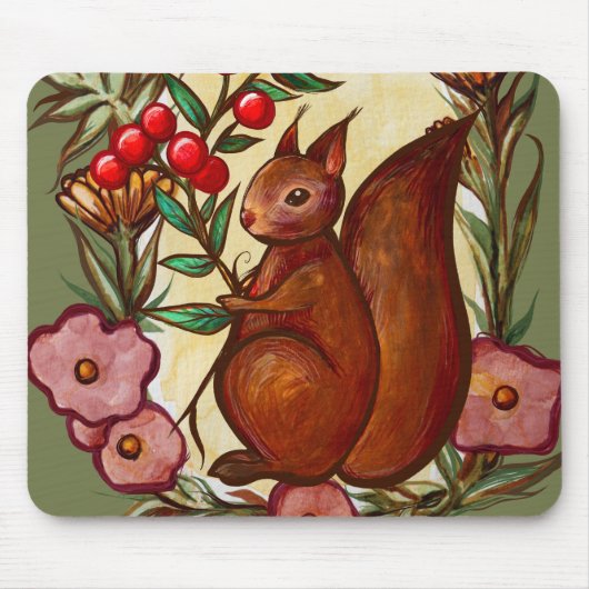 Eichhörnchen und Holly Winter Rote Eichhörnchen Mousepad (Vorne)