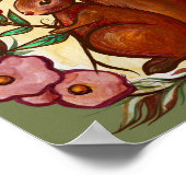 Eichhörnchen und Holly Winter Rote Eichhörnchen Poster (Ecke)