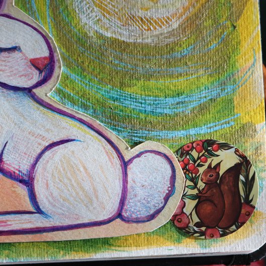 Eichhörnchen und Holly Winter Rote Eichhörnchen Runder Aufkleber