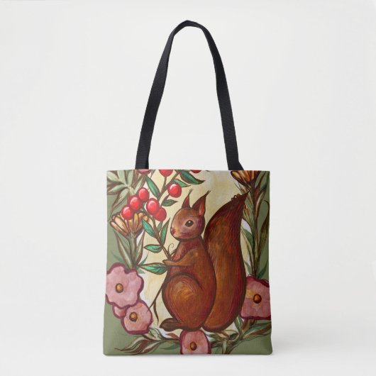 Eichhörnchen und Holly Winter Rote Eichhörnchen Tasche (Vorderseite)
