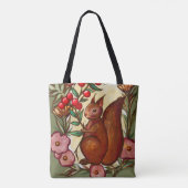 Eichhörnchen und Holly Winter Rote Eichhörnchen Tasche (Rückseite)