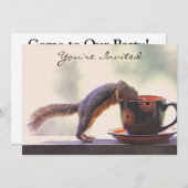Eichhörnchen und Kaffeetasse Einladung (Vorne/Hinten)