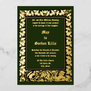 Eichhörnchen- und Kaninchen-Laub-Grenze Hochzeit Folieneinladung