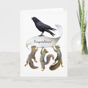 Eichhörnchen und Krähe Gratulationskarte Karte