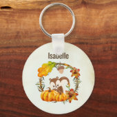 Eichhörnchen und Kürbiskins Rustikale Kranke Perso Schlüsselanhänger (Vorderseite)