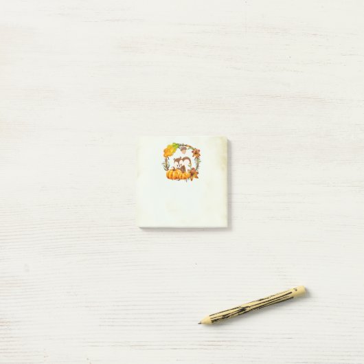Eichhörnchen und Kürbiskins Rustikale Kranke Vinta Post-it Klebezettel (Auf Schreibtisch)