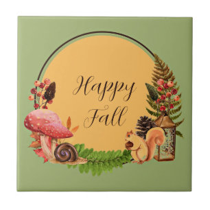 Eichhörnchen und Natur mit anpassbarem Text Fliese