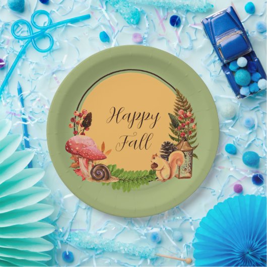 Eichhörnchen und Natur mit anpassbarem Text Pappteller (Party)