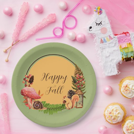 Eichhörnchen und Natur mit anpassbarem Text Pappteller (Party)