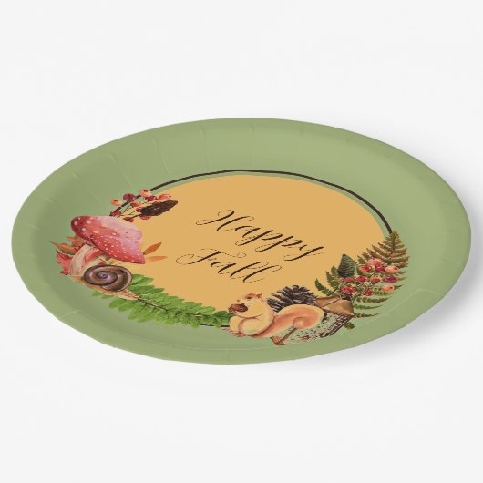 Eichhörnchen und Natur mit anpassbarem Text Pappteller (Schrägansicht)