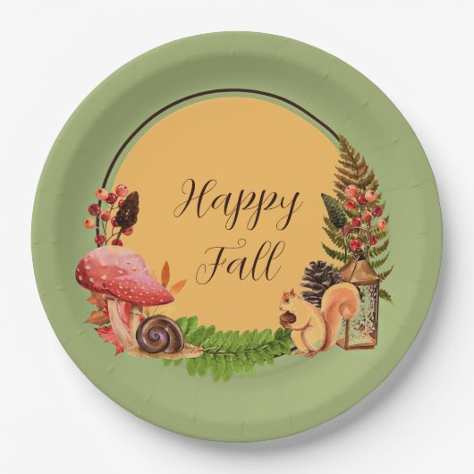 Eichhörnchen und Natur mit anpassbarem Text Pappteller (Vorderseite)