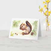 Eichhörnchen und Nuts Aquarellgrüße Karte (Gelbe Blume)