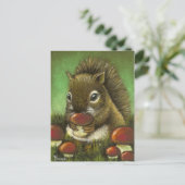 Eichhörnchen und Pilze Postkarte (Stehend Vorderseite)