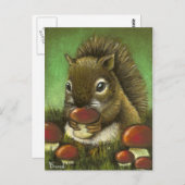 Eichhörnchen und Pilze Postkarte (Vorne/Hinten)