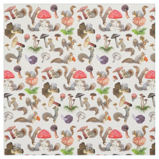 Eichhörnchen und Pilzstoffe Stoff (Muster)