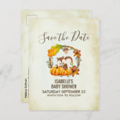 Eichhörnchen und Pumpkins fallen Rustikales STD Ankündigungspostkarte (Vorne/Hinten)