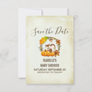 Eichhörnchen und Pumpkins Rustic Wreath STD Save The Date