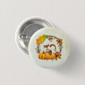 Eichhörnchen und Pumpkins Rustikaler Kranz Button (Vorne & Hinten)