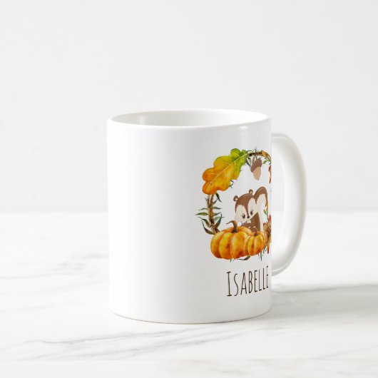 Eichhörnchen und Pumpkins Rustikaler Kranz Kaffeetasse (VorderseiteRechts)