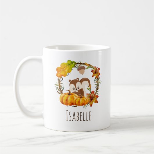 Eichhörnchen und Pumpkins Rustikaler Kranz Kaffeetasse (Links)