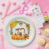 Eichhörnchen und Pumpkins Rustikaler Kranz Pappteller (Party)