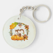 Eichhörnchen und Pumpkins Rustikaler Kranz Schlüsselanhänger (Rückseite)
