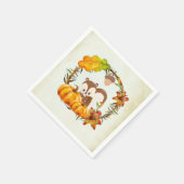 Eichhörnchen und Pumpkins Rustikaler Kranz Serviette (Ecke)