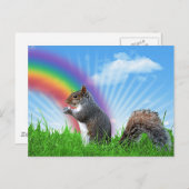 Eichhörnchen und Rainbow Sky Postkarte (Vorne/Hinten)