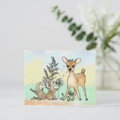 Eichhörnchen und Reh  Postkarte (Stehend Vorderseite)