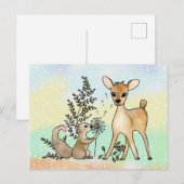 Eichhörnchen und Reh  Postkarte (Vorne/Hinten)