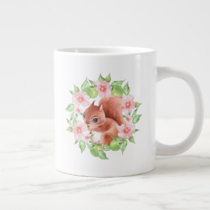 Eichhörnchen und rosa Blume Jumbo-Tasse