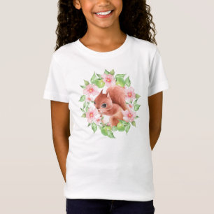 Eichhörnchen und rosa Blumen T-Shirt