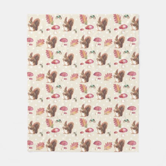 Eichhörnchen und Toadstools Autmn Muster Fleecedecke (Vorderseite)