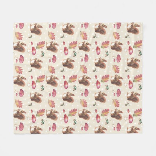 Eichhörnchen und Toadstools Autmn Muster Fleecedecke (Vorderseite (Horizontal))