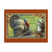 Eichhörnchen und Truthahn vintage Thanksgiving