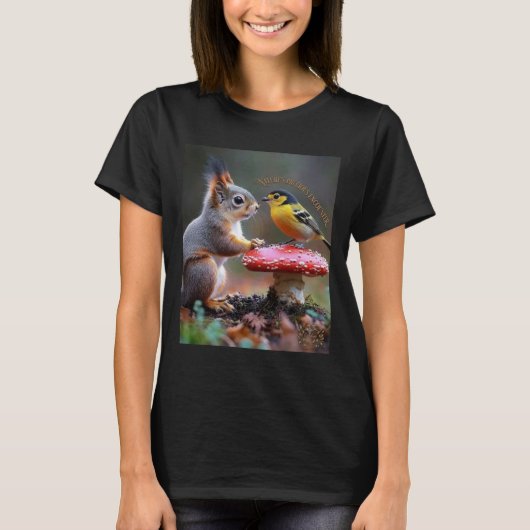 Eichhörnchen und Vogel Wald Freundschaft Frau Bio T-Shirt (Vorderseite)
