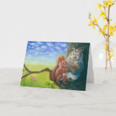 Eichhörnchen und Weiße Schale mit HaselnussIllustr Karte (Gelbe Blume)