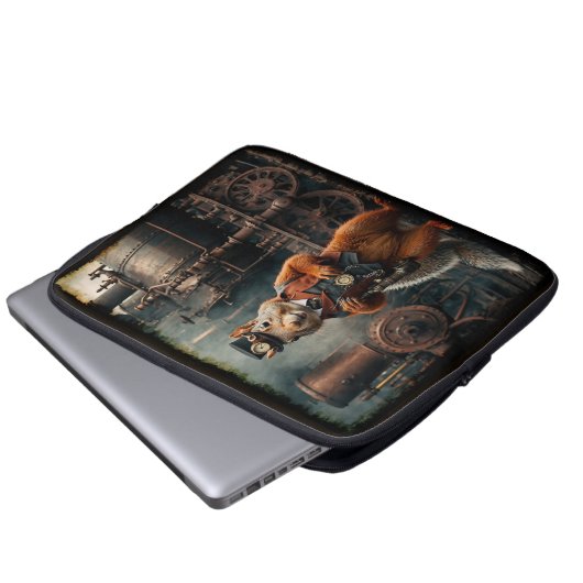 Eichhörnchen und Zug Laptopschutzhülle (Vorne Knopf)
