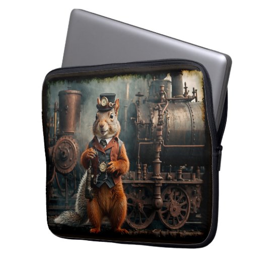 Eichhörnchen und Zug Laptopschutzhülle (Vorderseite Links)