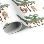 Eichhörnchen unter dem Weihnachtsbaumumschlagpapie Geschenkpapier (Rolleneckpunkt)